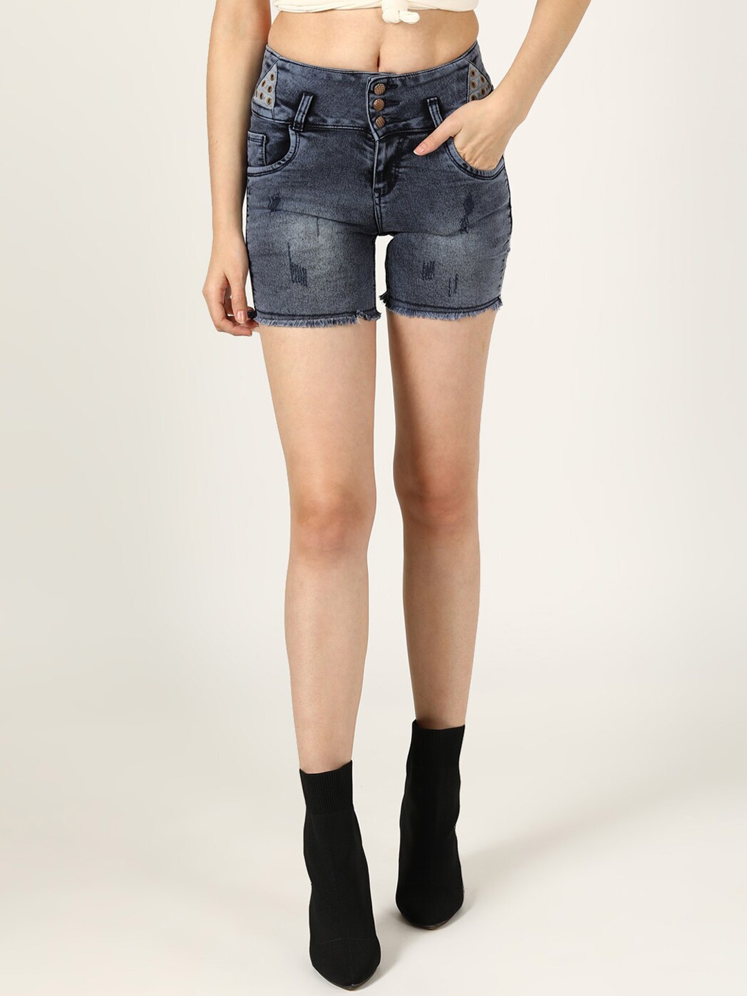 

V2 Value & Variety Women Blue Washed Denim Shorts