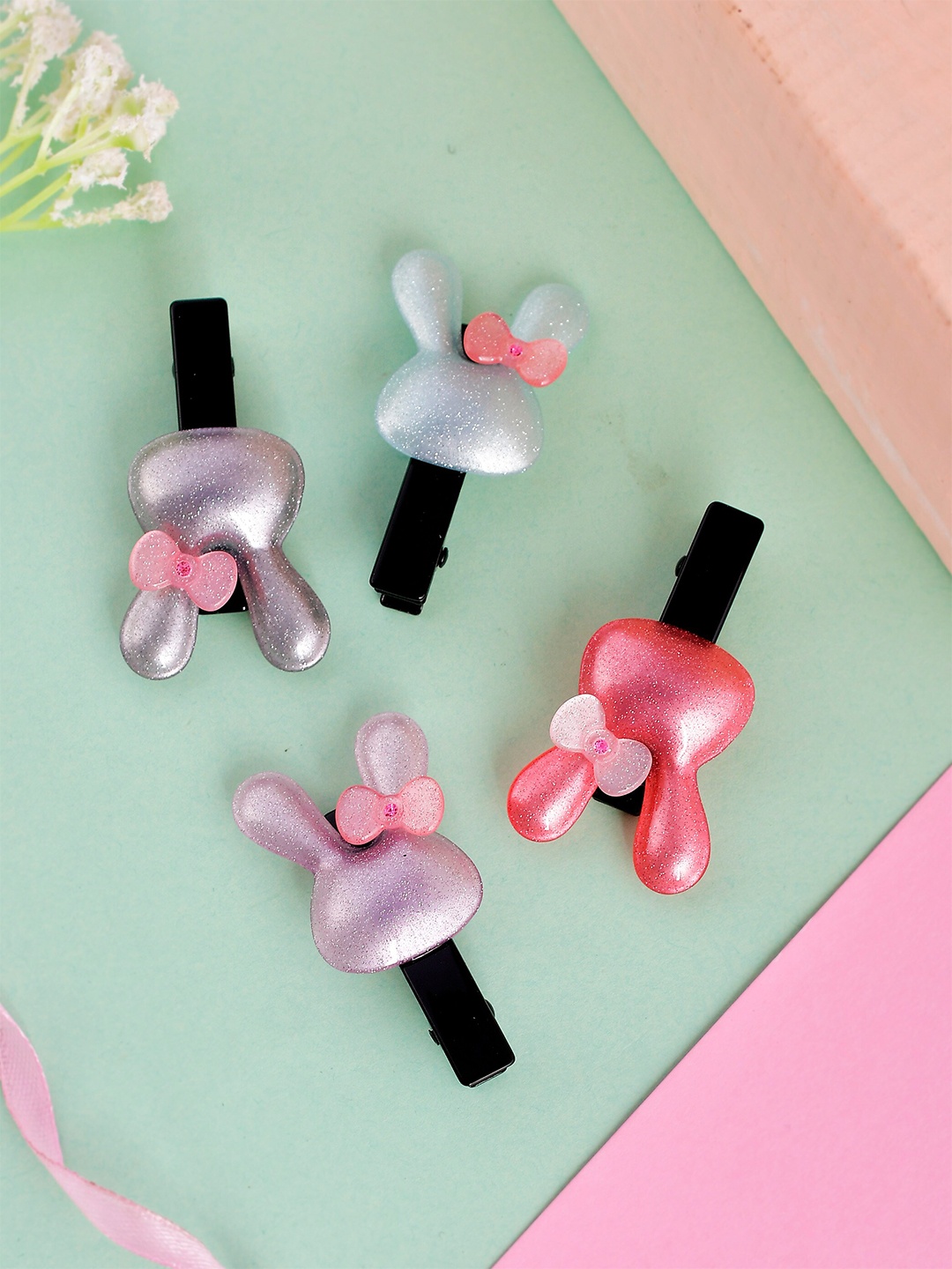 

Silvermerc Designs Girls Pink & Blue Set of 4 Alligator Hair Clip