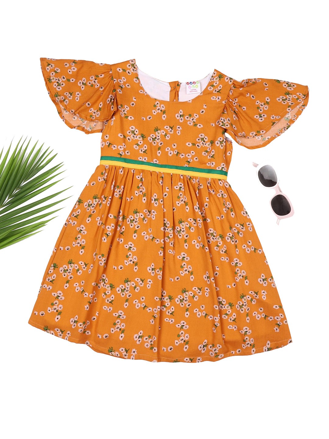 

ZION Orange & Yellow Floral Dress