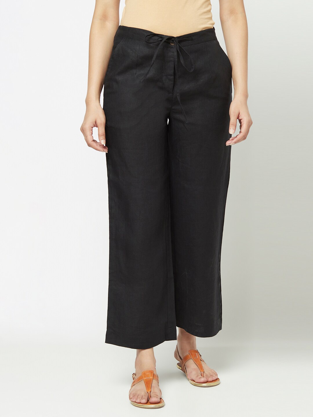 

Fabindia Women Black Linen Palazzos