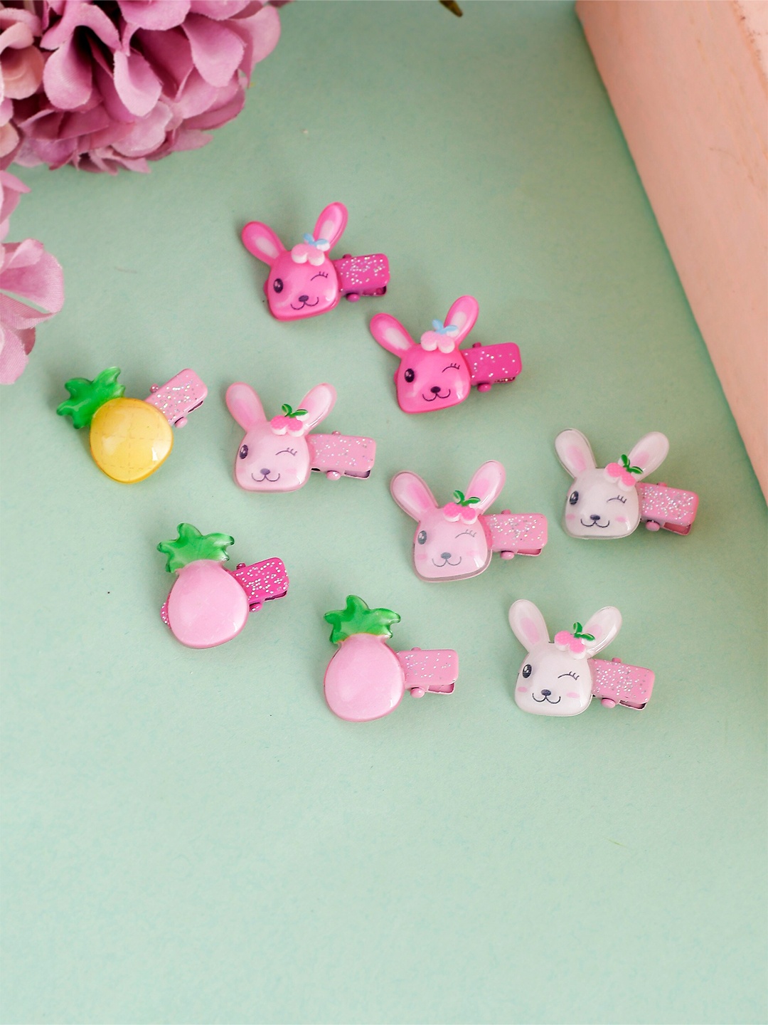 

Silvermerc Designs Set-9 Girls Pink & Green Alligator Hair Clip