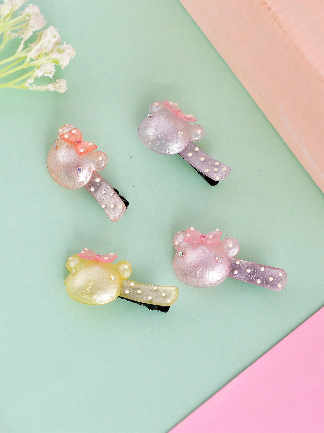 

Silvermerc Designs Girls Lavender & Rose Set of 4 Embellished Alligator Hair Clip