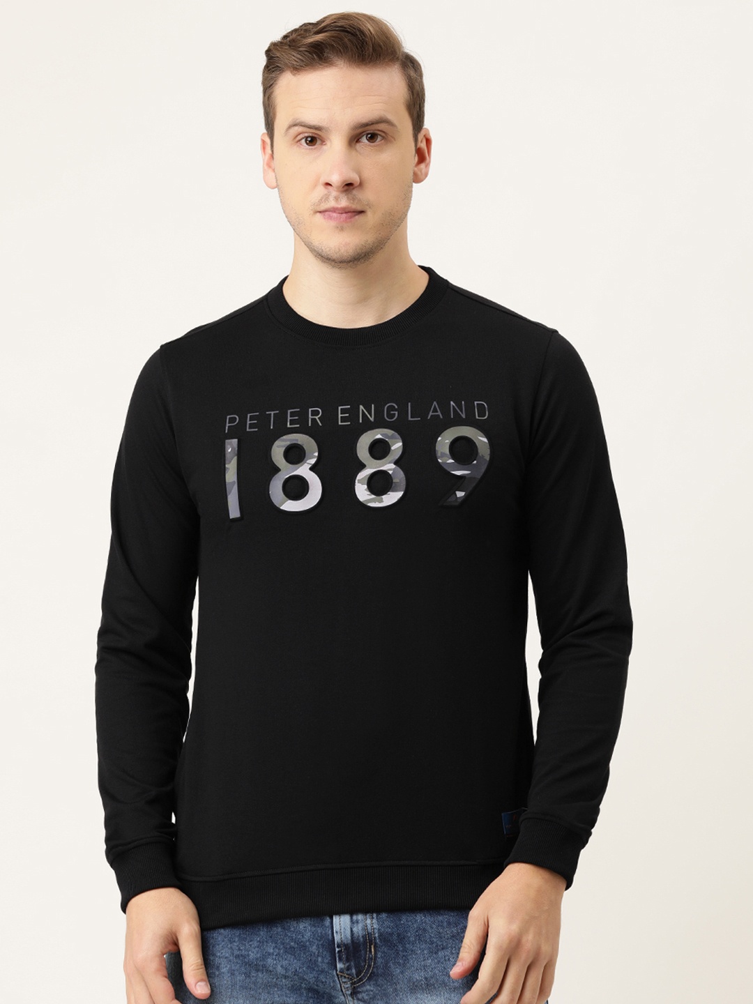 

Peter England Men Black Printed Sweatshirt