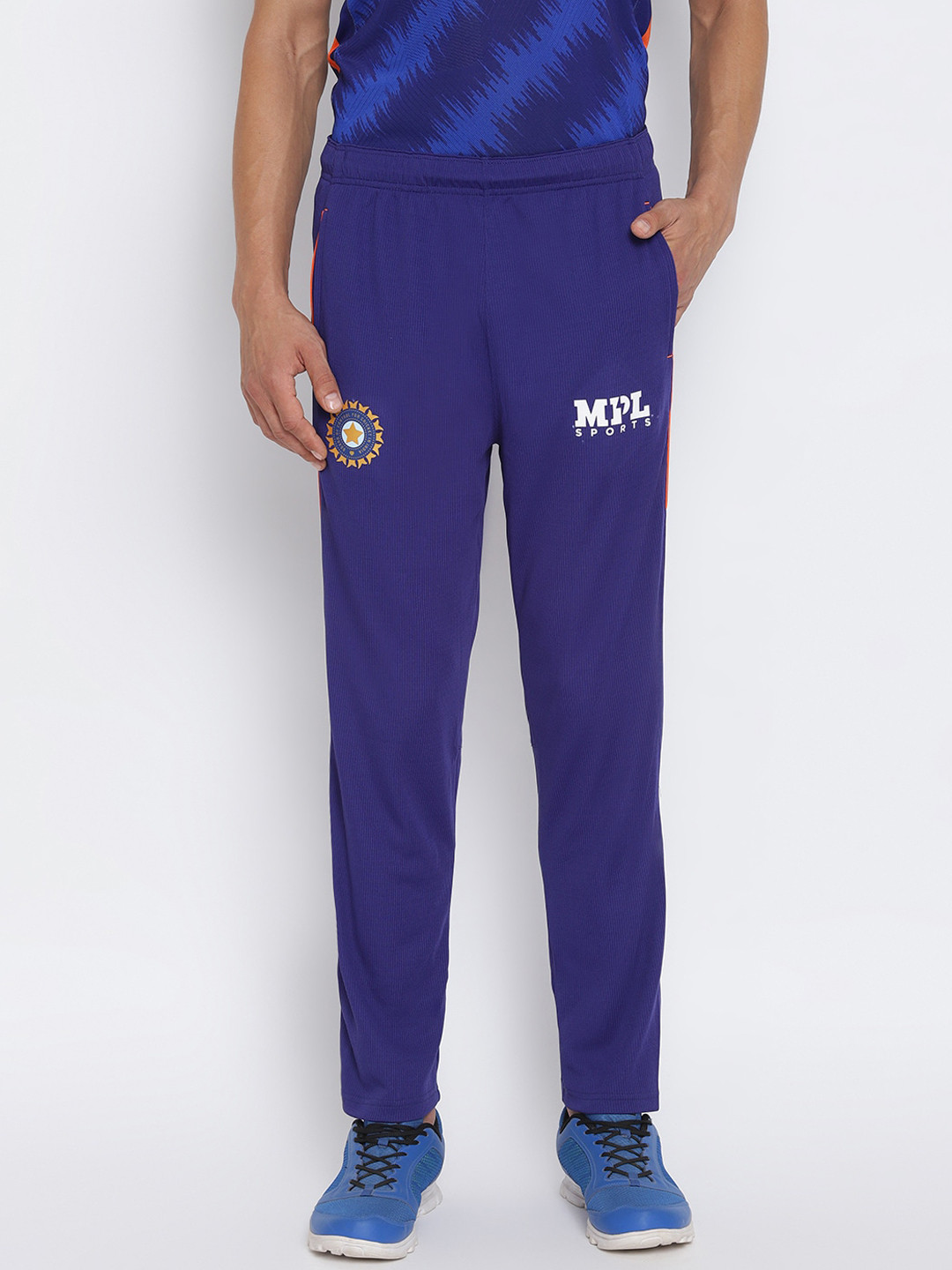

MPL SPORTS Men Navy Blue & White Official Team India Player Match Pant