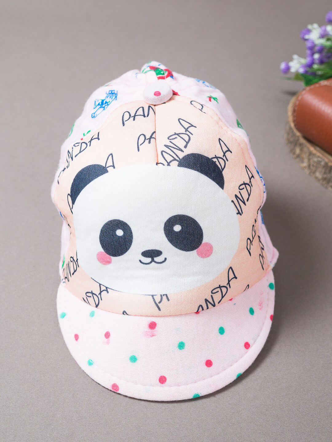 

Golden Peacock Unisex Kids Pink & White Printed Cotton Snapback Cap