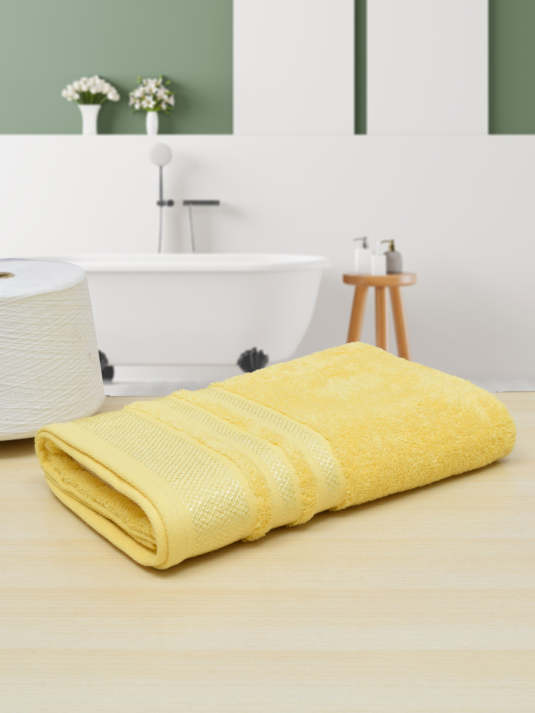 

RANGOLI Yellow Solid Pure Cotton 533 GSM Bath Towel
