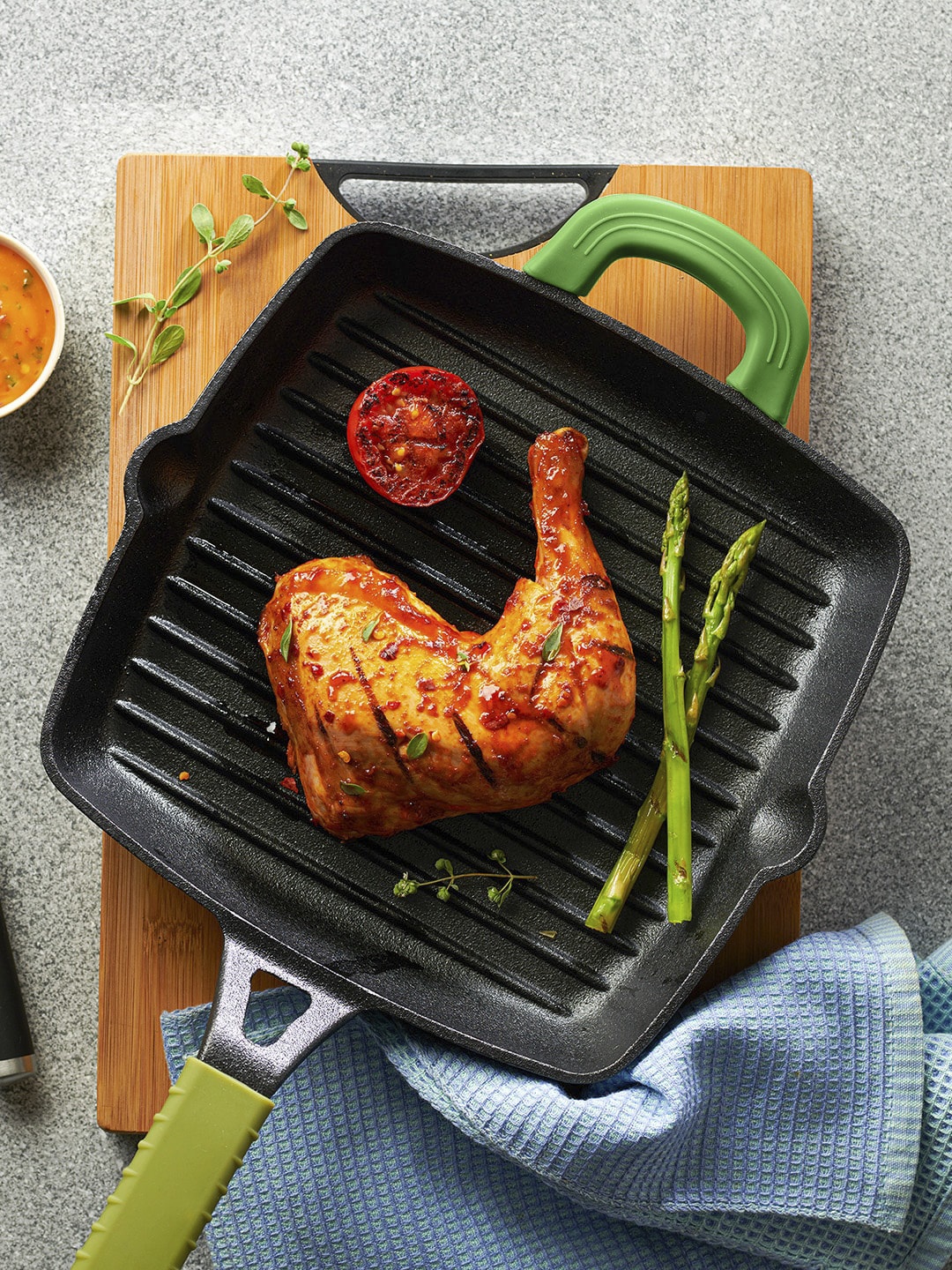 

BERGNER Elements Olive Green Pre Seasoned Induction Compatible Cast Iron Grill Pan