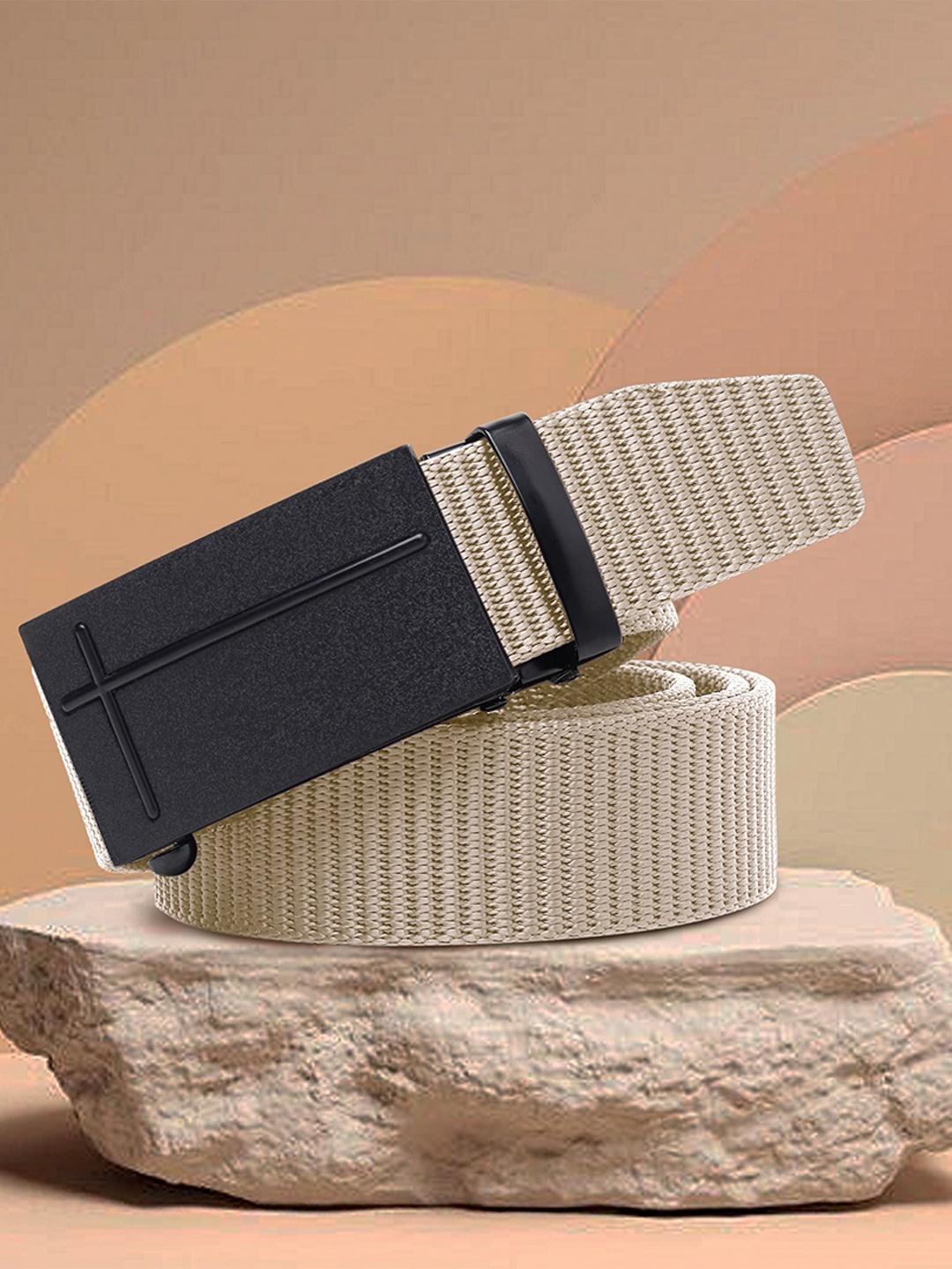 

Kastner Men Beige Solid Canvas Belt