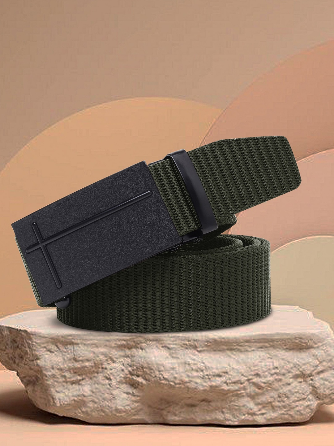 

Kastner Men Olive Green Textured Belt