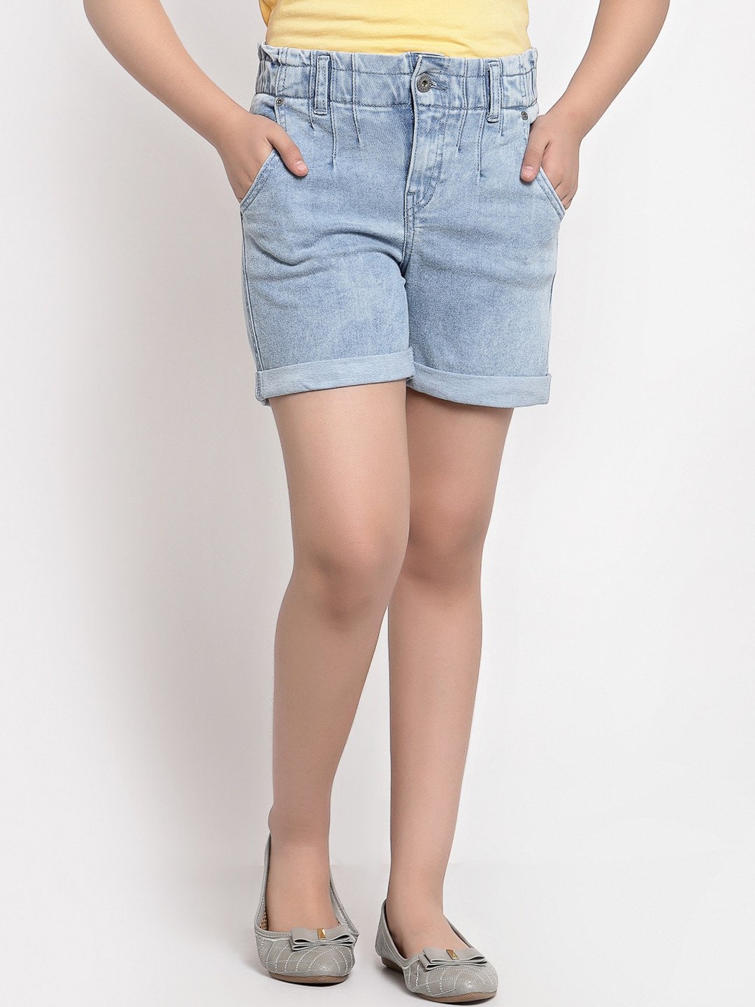 

Pepe Jeans Girls Blue High-Rise Denim Shorts