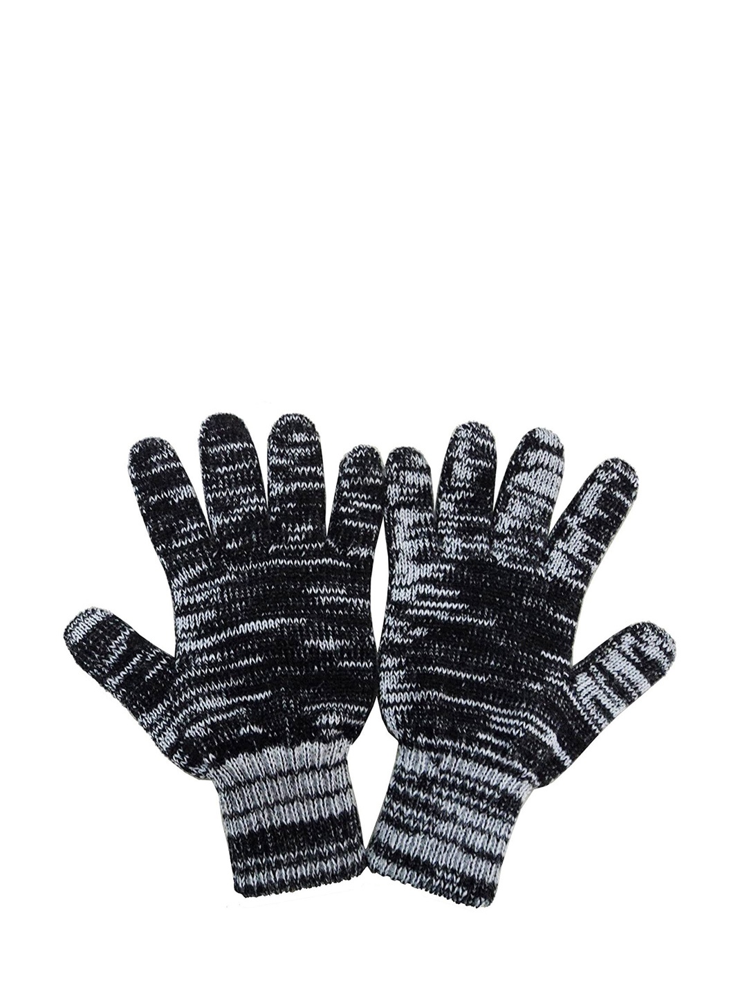 

Gajraj Men Black Acrylic Textuured Winter Woolen Gloves