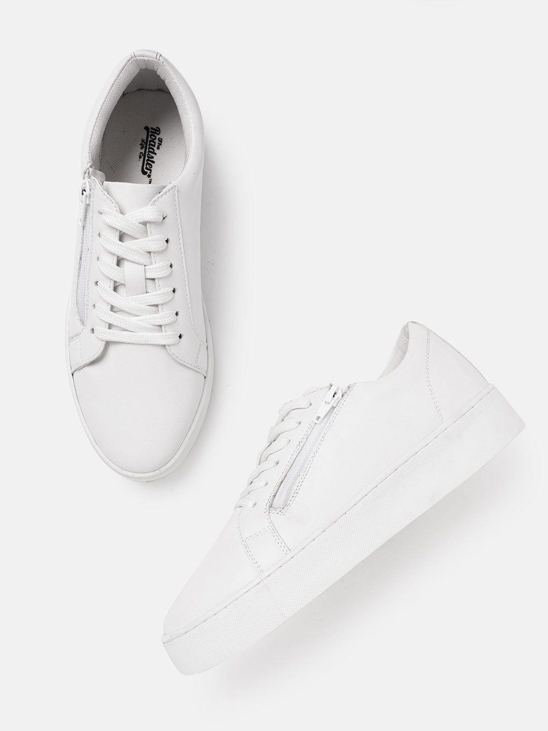 

The Roadster Lifestyle Co Women White Solid Flatform Sneakers