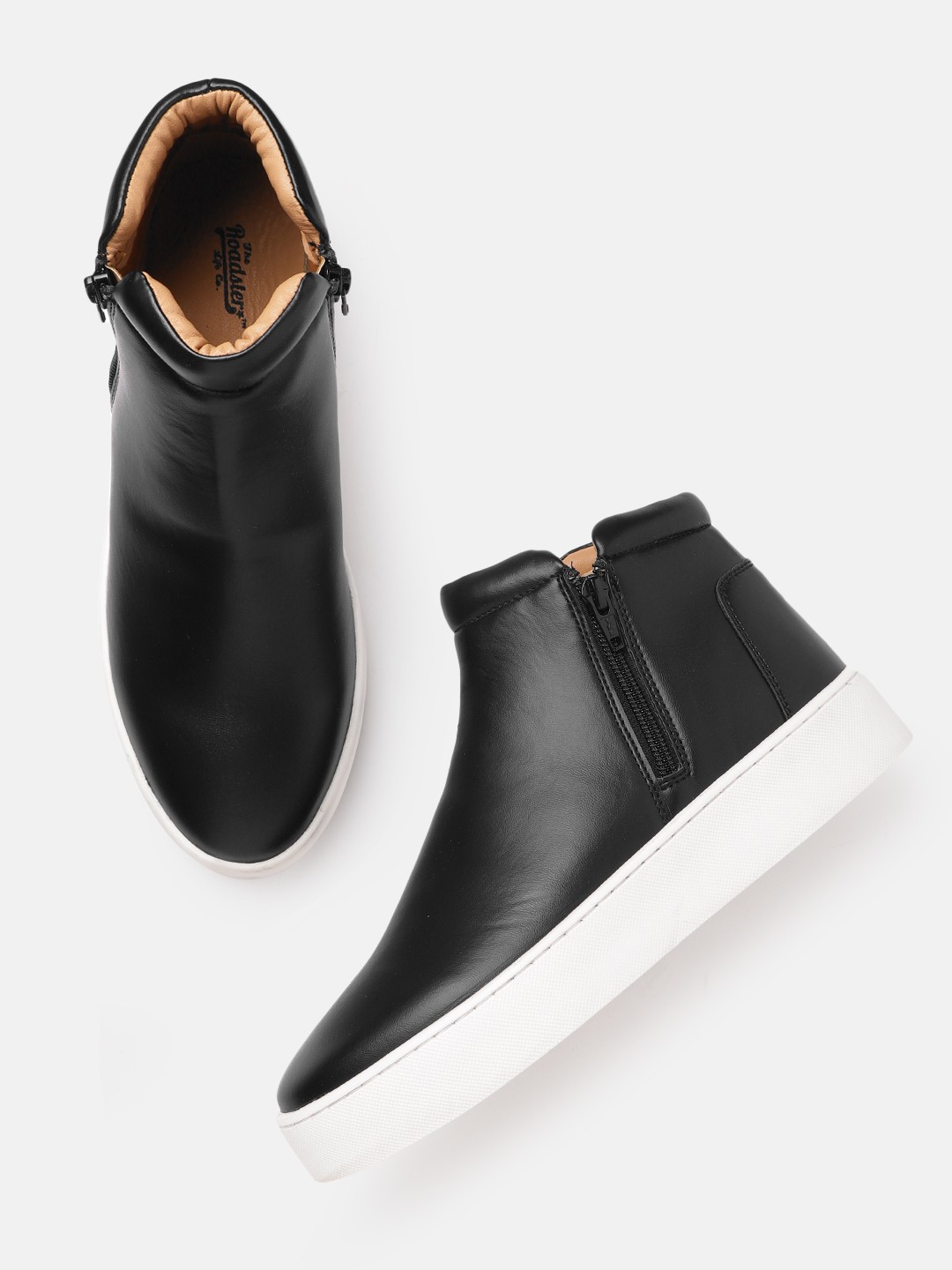 

The Roadster Lifestyle Co Women Black Solid Mid-Top Flatform Sneakers