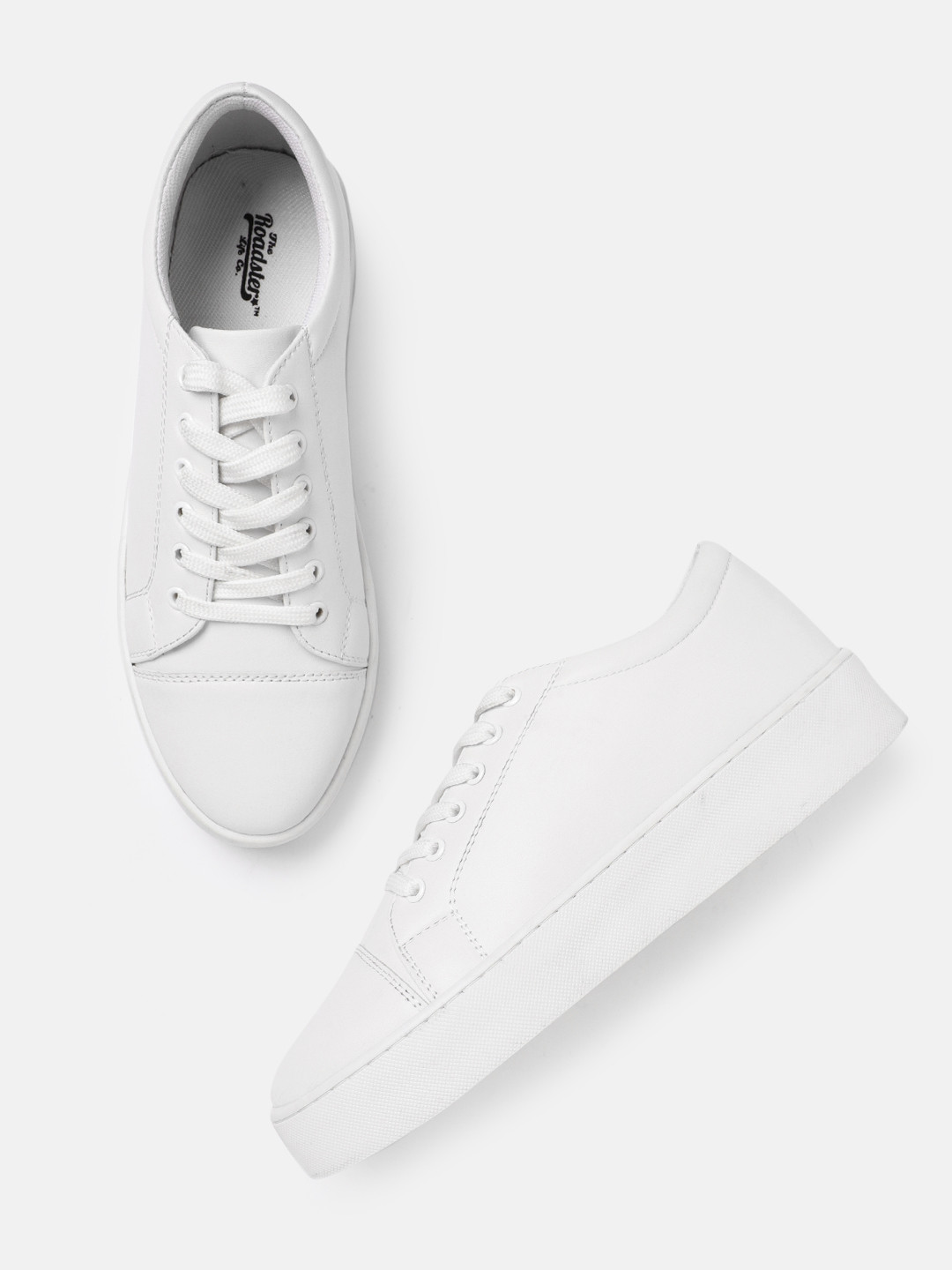 

The Roadster Lifestyle Co Women White Solid Flatform Sneakers