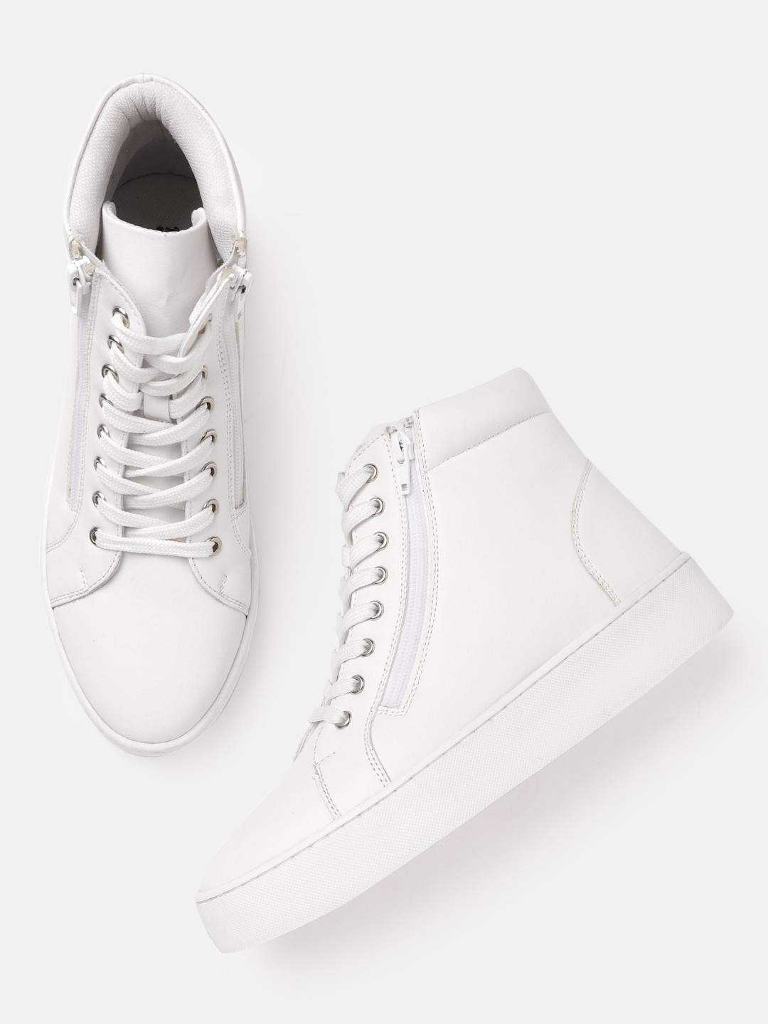 

The Roadster Lifestyle Co Women White Solid Mid-Top Flatform Sneakers