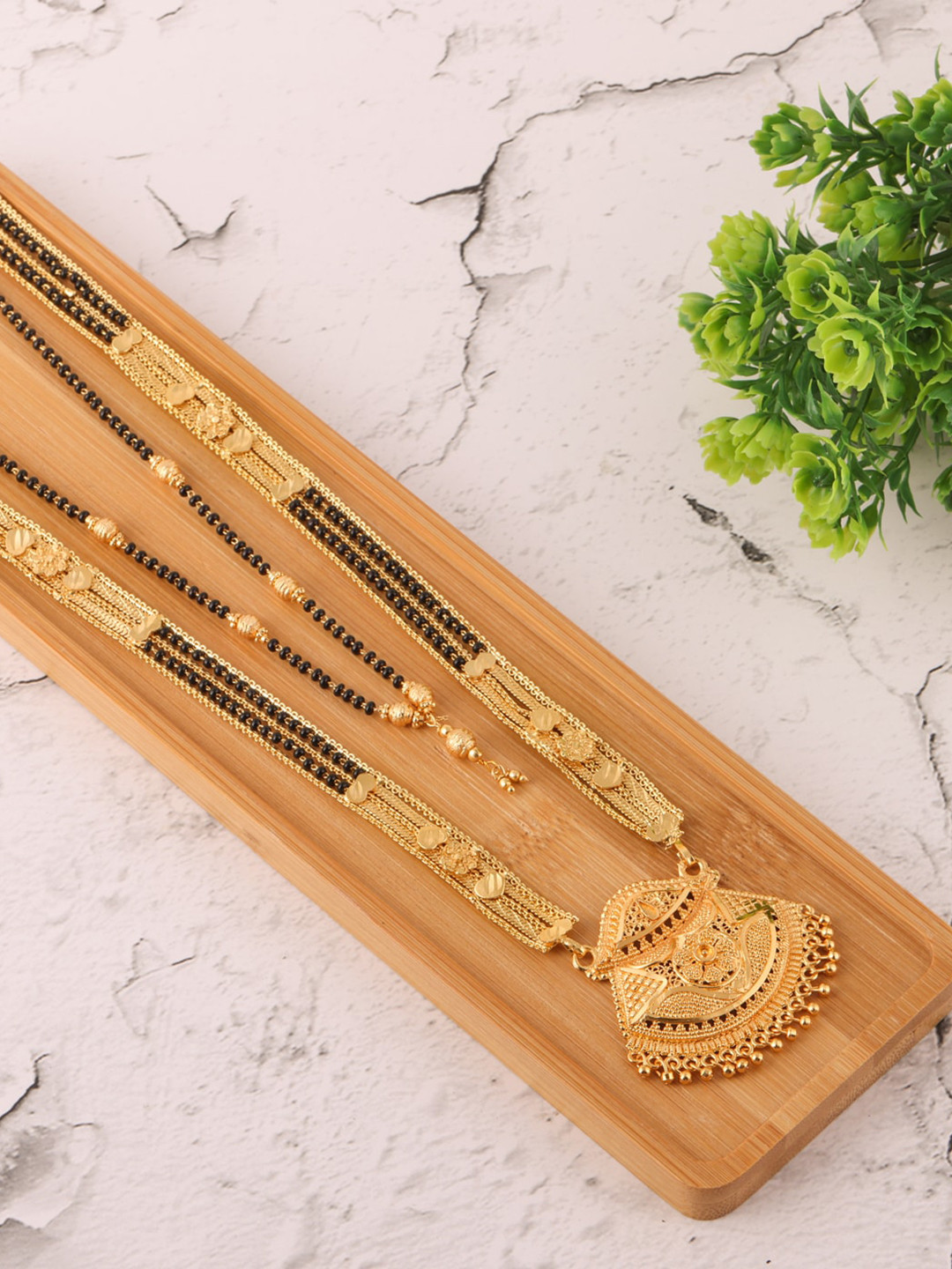 

Brandsoon Women Gold & Black Mangalsutra Necklace, Multi