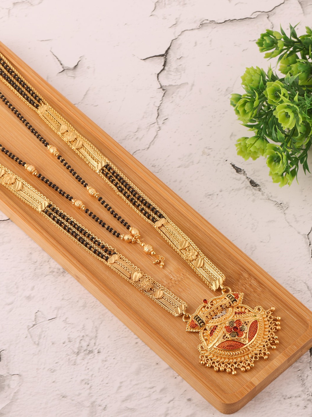 

Brandsoon Black & Gold Toned Set of 2 Mangalsutra