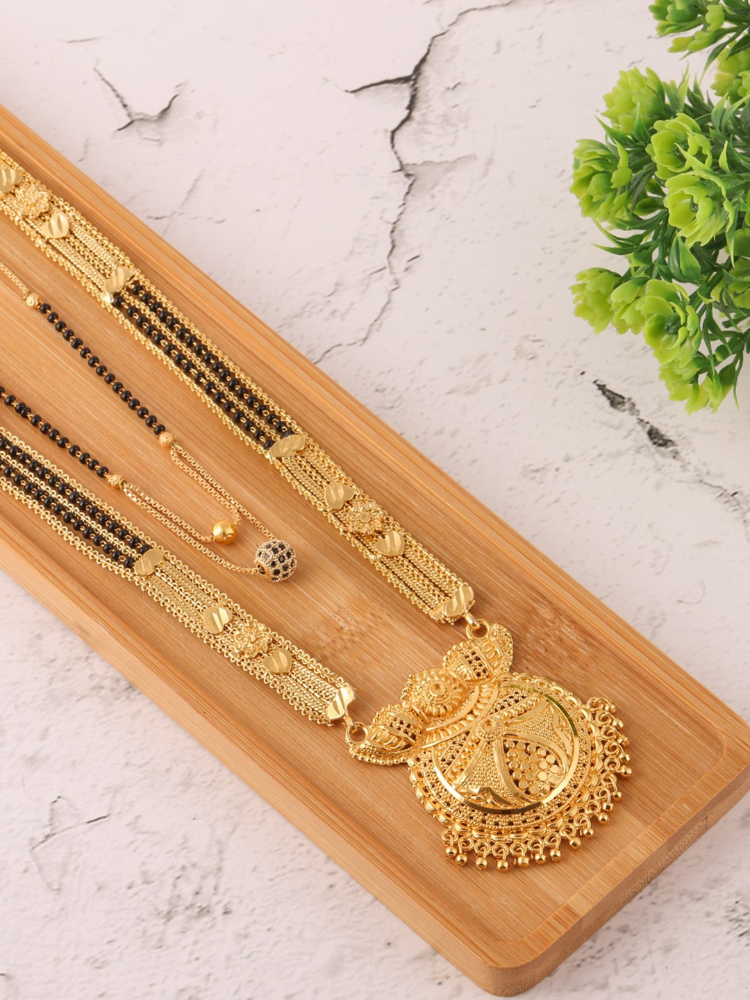 

Brandsoon Black & Gold Toned Set of 2 Mangalsutra