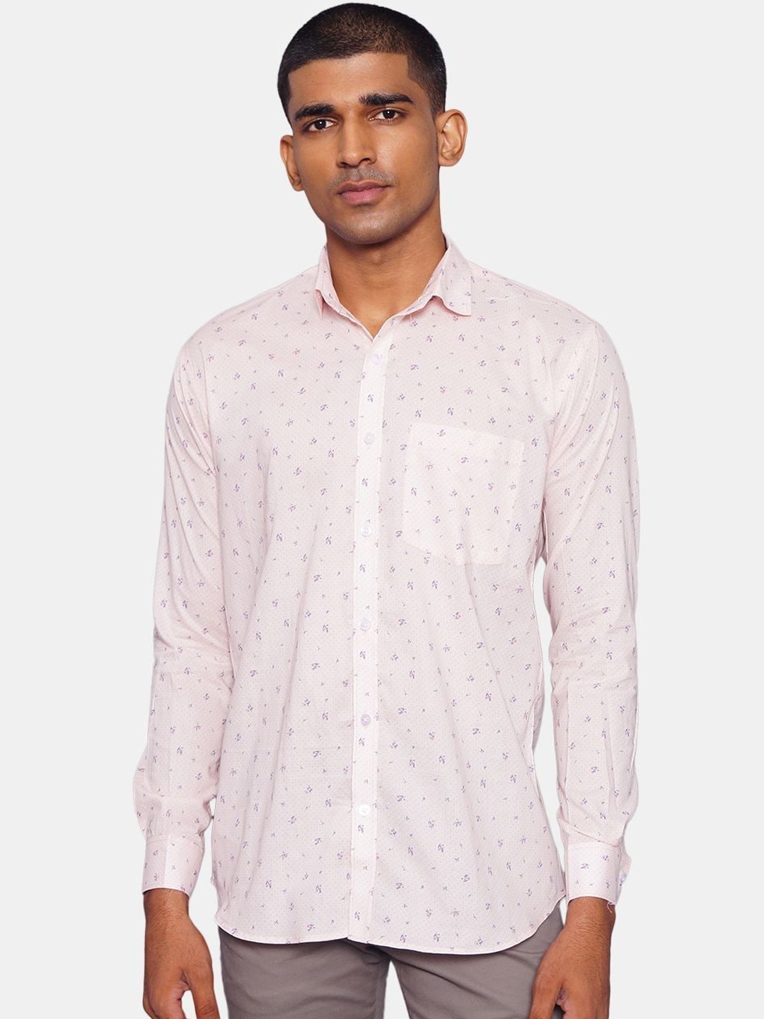 

Wintage Men Pink Floral Opaque Printed Pure Cotton Casual Shirt