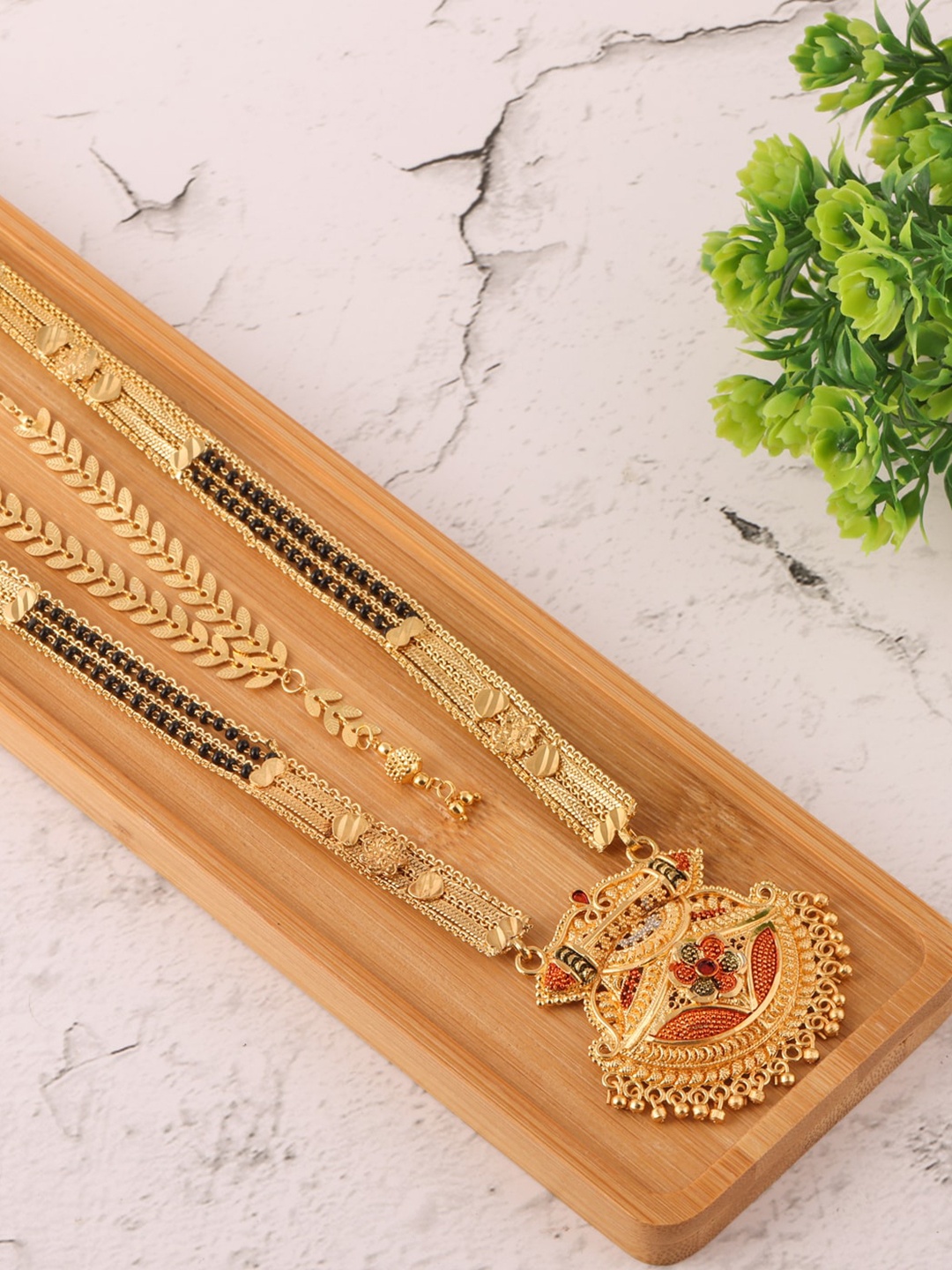 

Brandsoon Women Gold & Black Mangalsutra Necklace, Multi