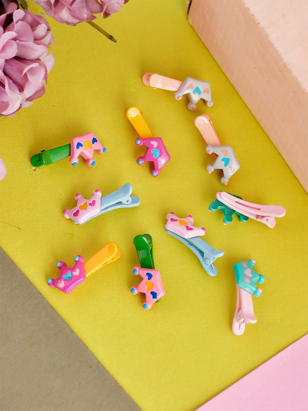 

Silvermerc Designs Girls Set of 10 Multicolor Alligator Hair Clip, Pink