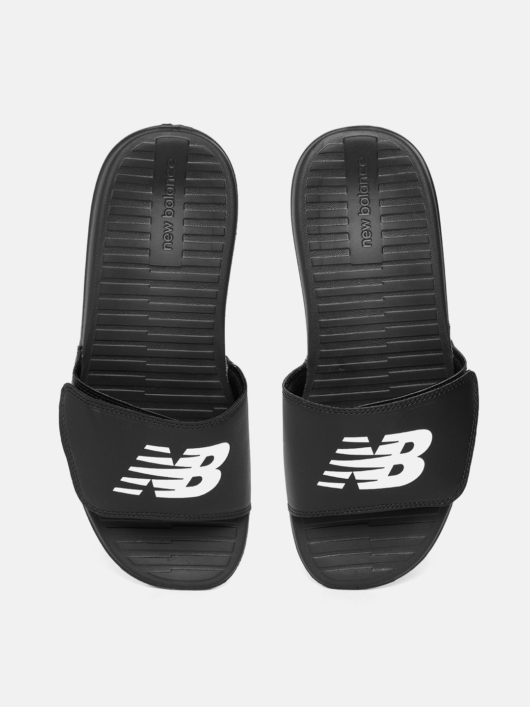 

New Balance Men Black & White Brand Logo Print Sliders