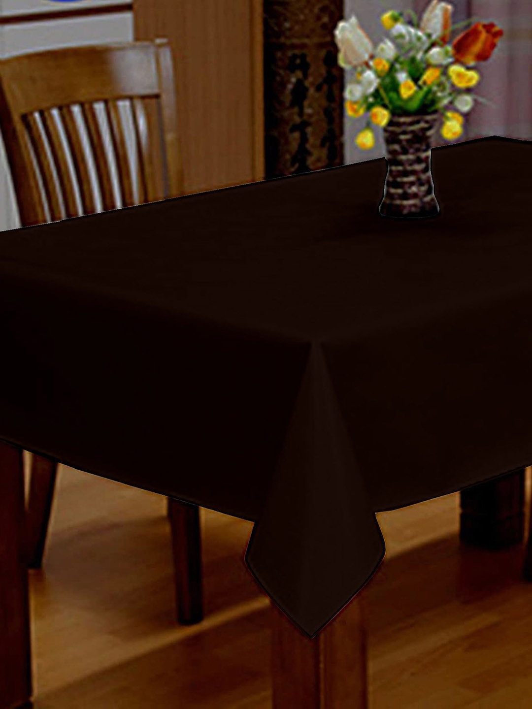

Lushomes Coffee Brown Solid Pure Cotton 4 Seater Table Cloth