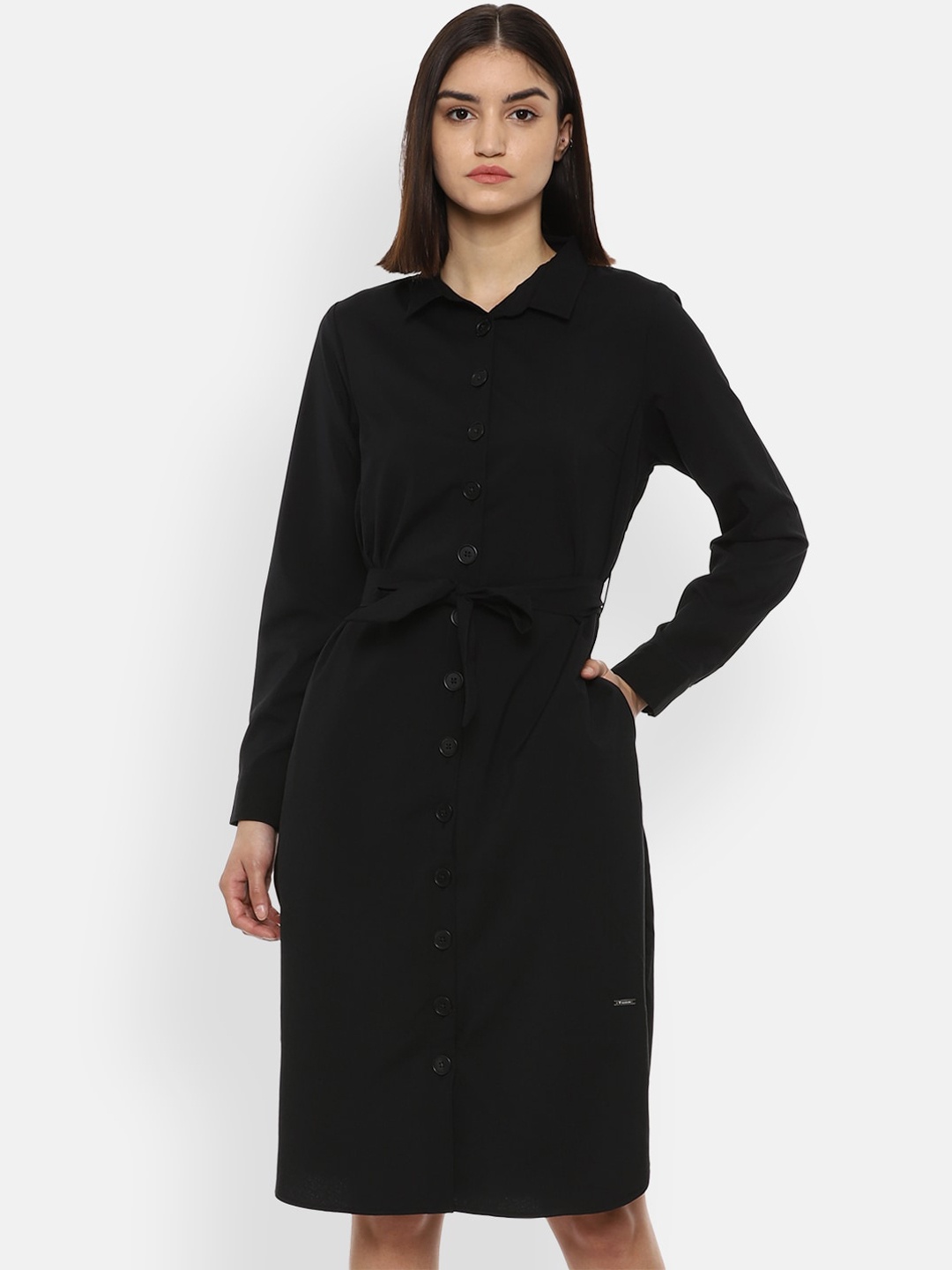 

Van Heusen Woman Black Solid Shirt Dress