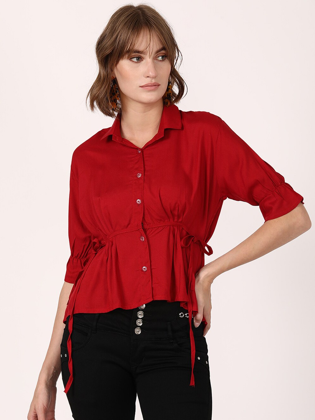 

V2 Value & Variety Women Maroon Opaque Casual Shirt