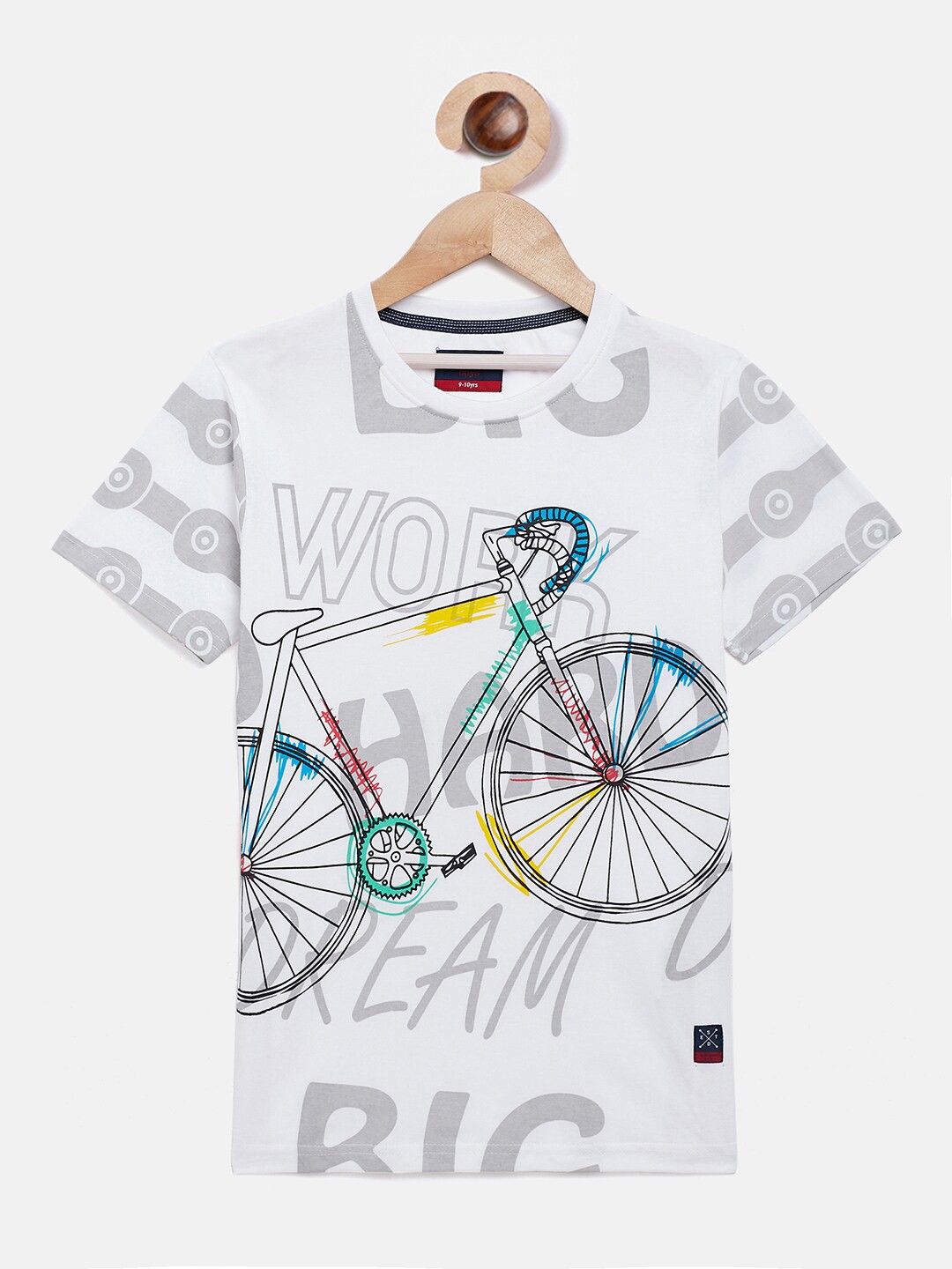 

Crimsoune Club Boys White Printed Slim Fit T-shirt
