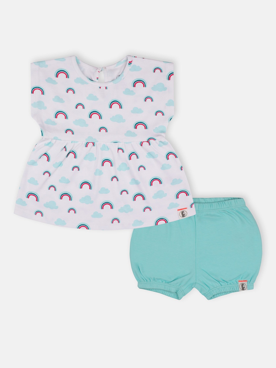 

Babysafe Girls White & Blue Printed Top with Shorts