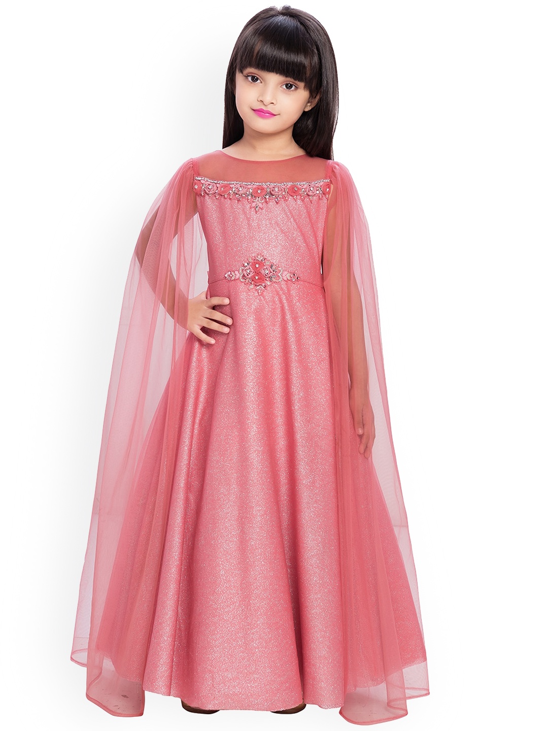 BETTY Pink Floral Silk Maxi Gown