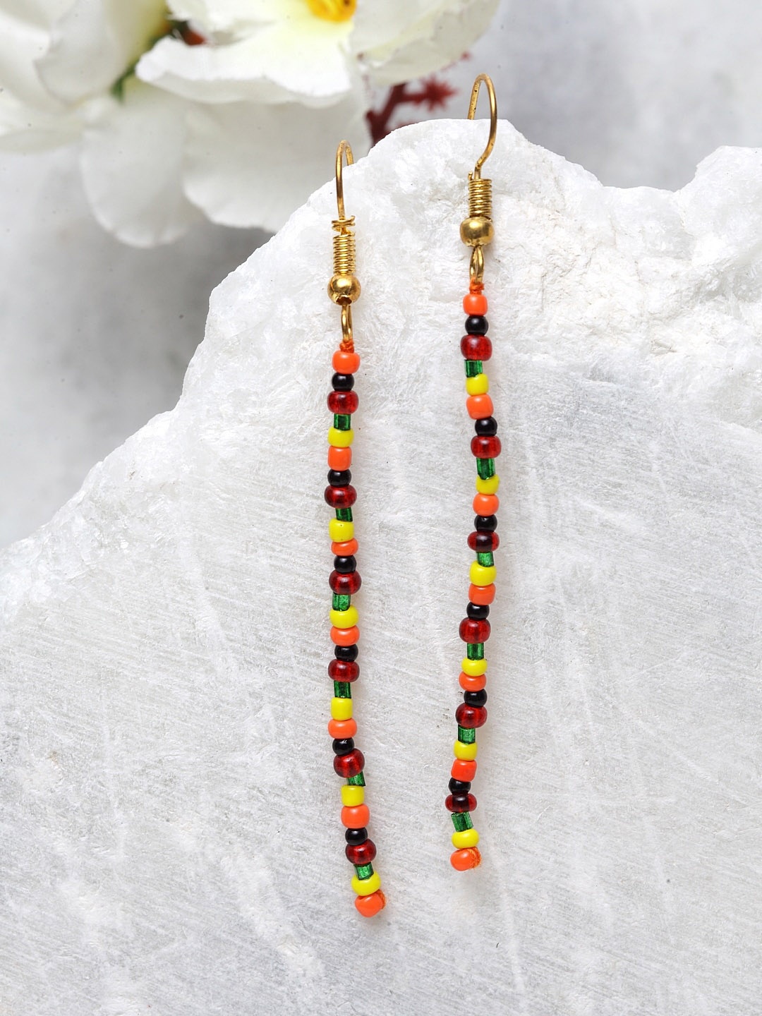 

DUGRISTYLE Multicoloured & Gold-Plated Contemporary Drop Earrings, Multi