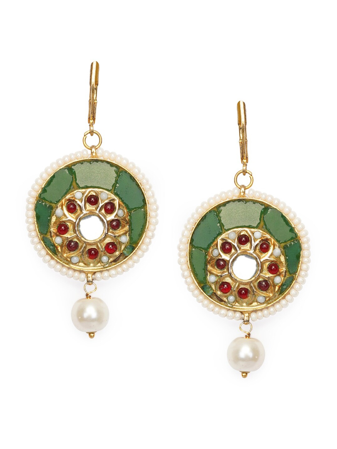 

DUGRISTYLE Green & Gold-Plated Contemporary Emerald Drop Earrings