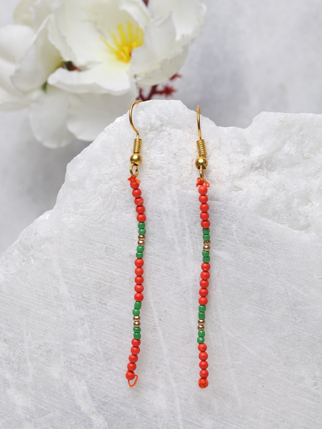 

DUGRISTYLE Multicoloured & Gold-Plated Contemporary String Drop Earrings, Multi