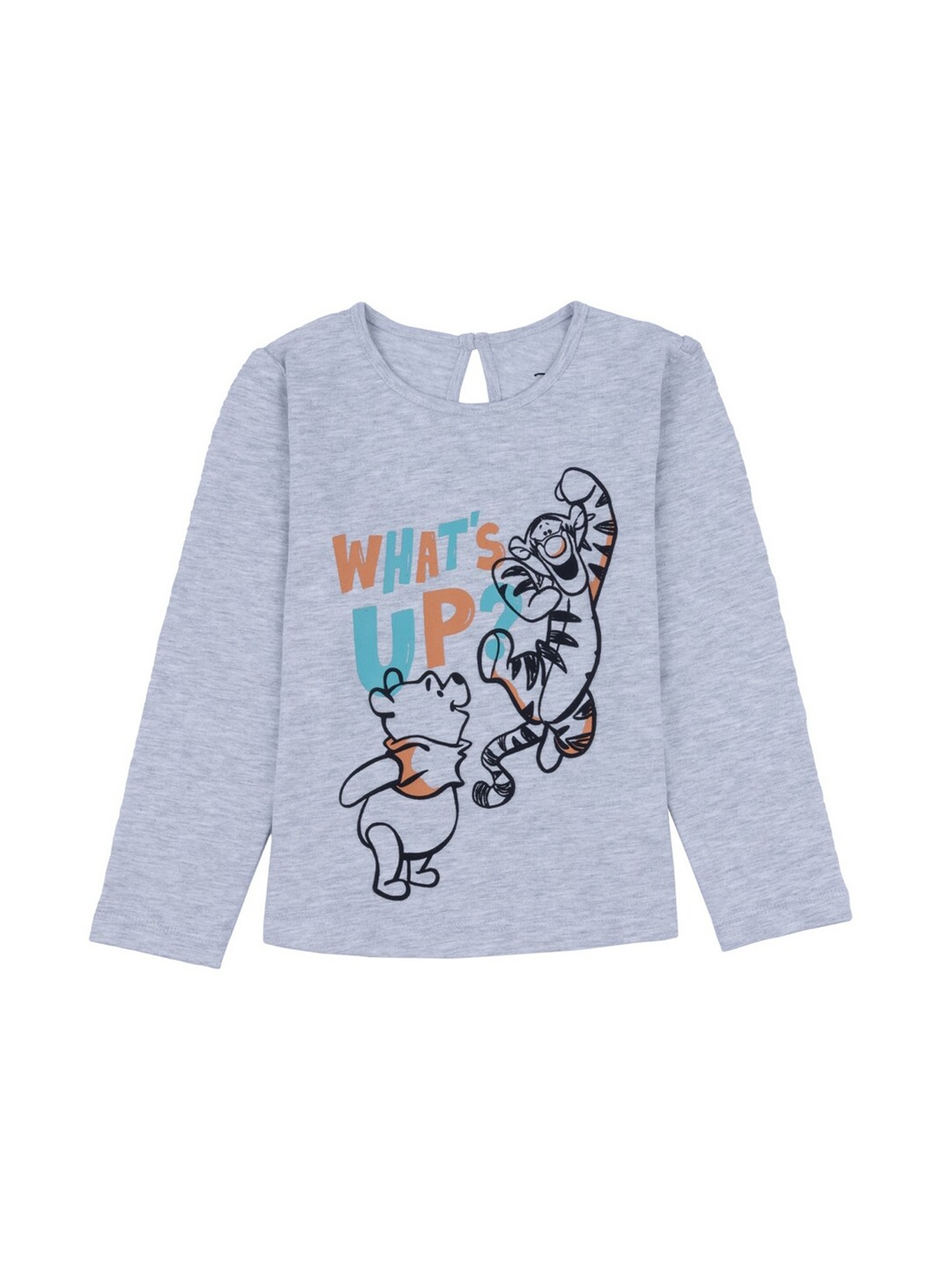 

Disney Girls Grey Typography Winnie The Pooh Whats Up Printed Pure Cotton T-shirt