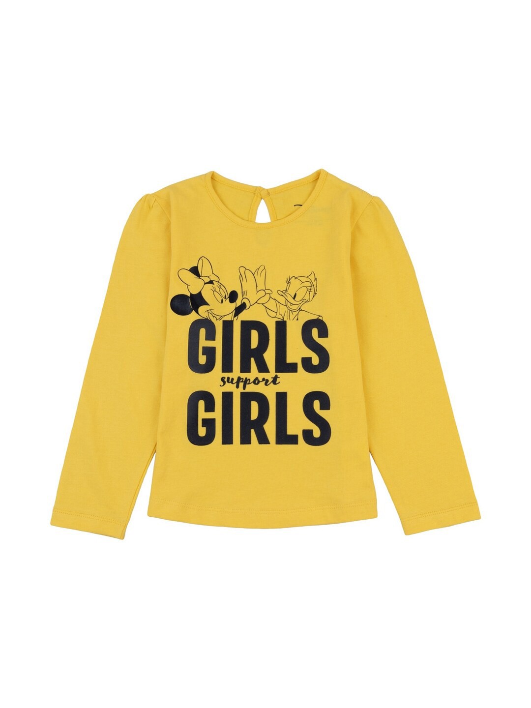 

Disney Girls Yellow & Black Minnie Mouse Girls Support Girls Printed Pure Cotton T-shirt