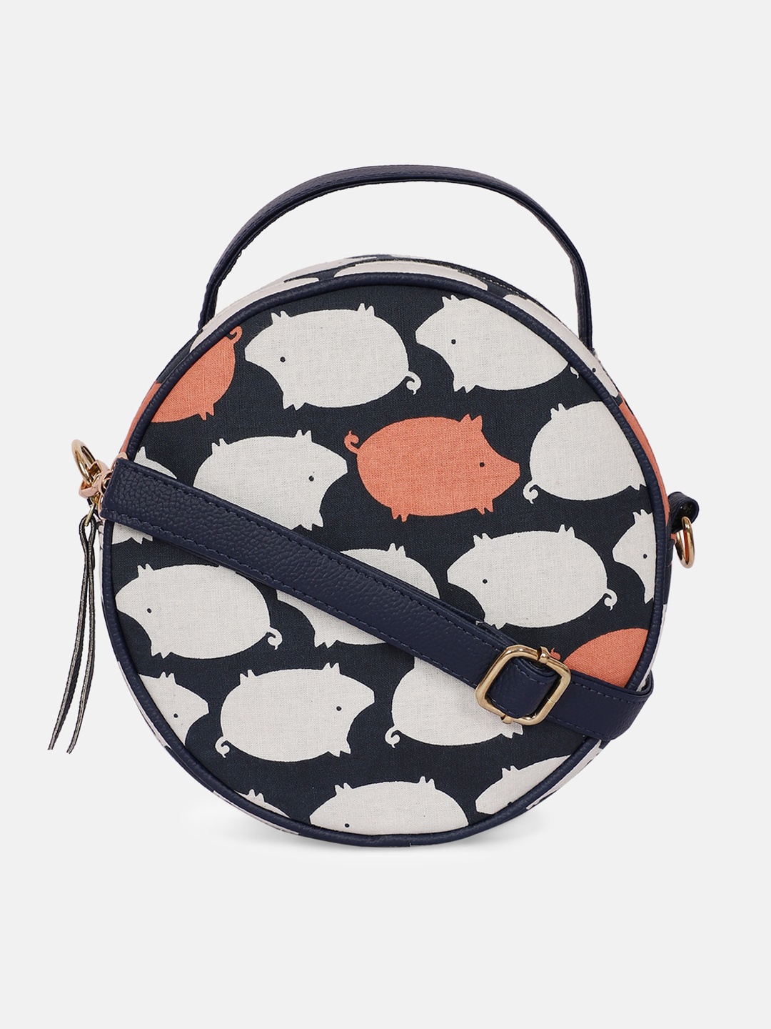 

Bagsy Malone Navy Blue & White Animal Printed PU Structured Sling Bag