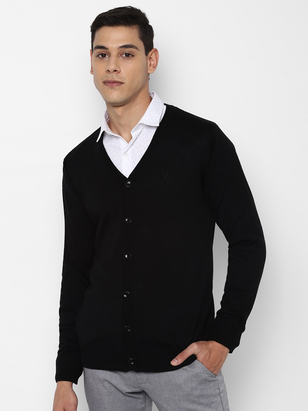 

Allen Solly Men Black Cardigan Sweater