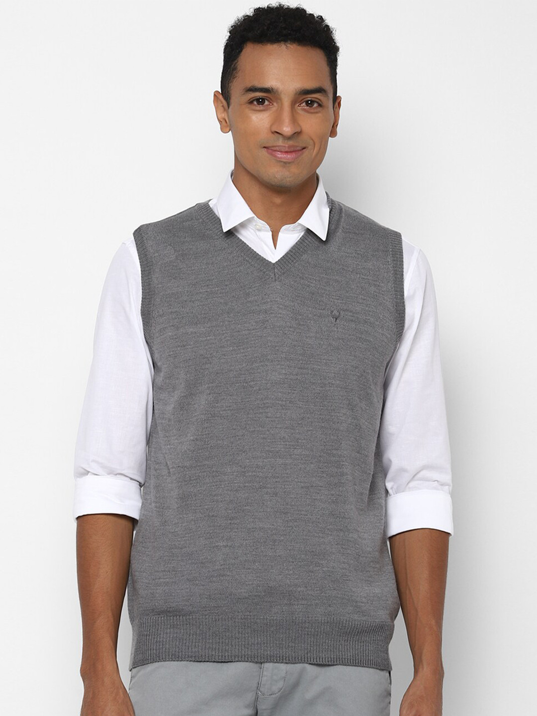

Allen Solly Men Grey Solid Acrylic Sweater Vest