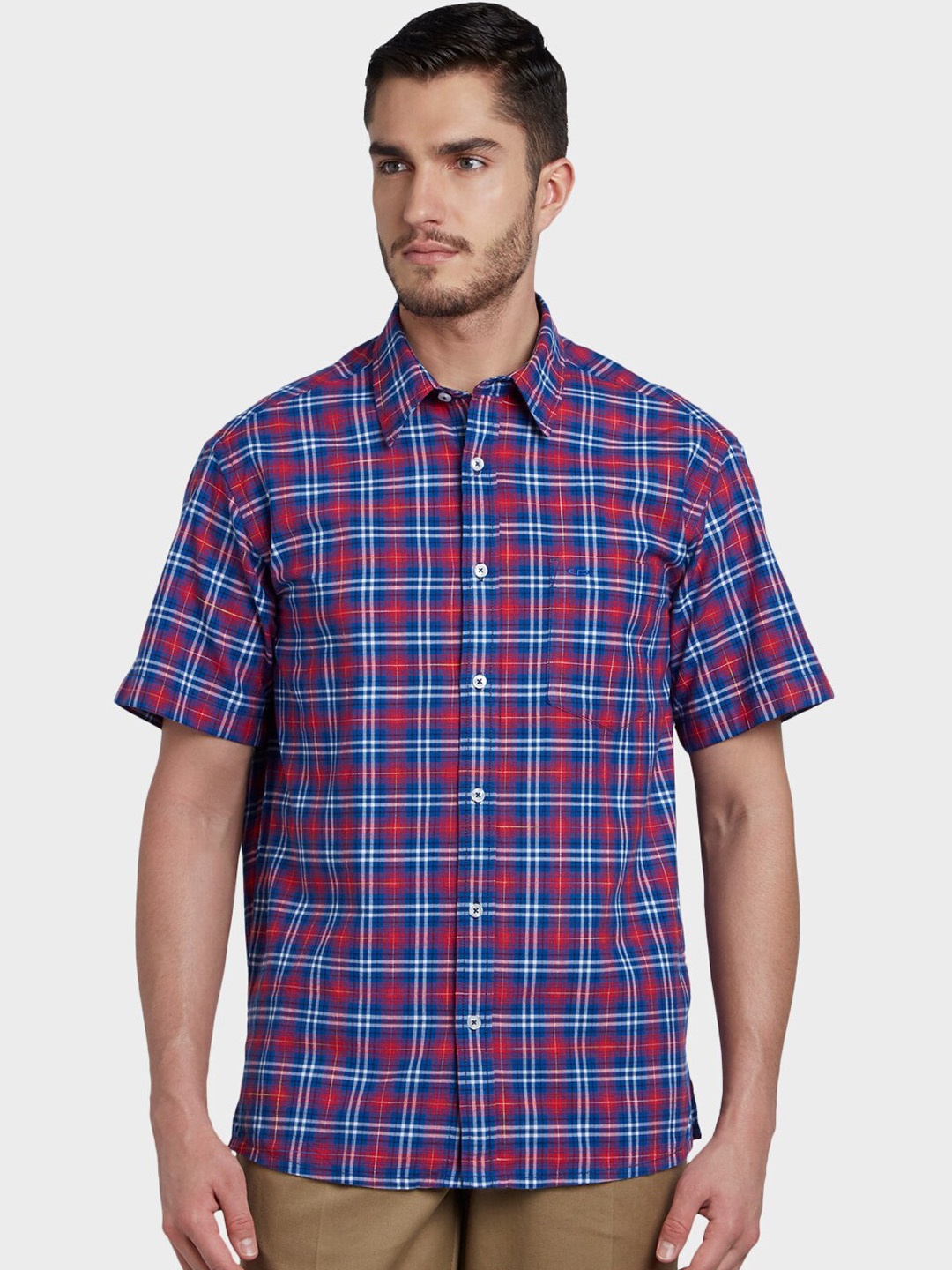 

ColorPlus Men Red & Blue Opaque Checked Casual Shirt