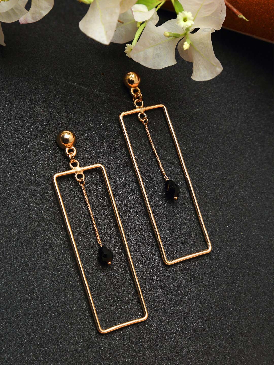 

Madame Gold-Plated & Black Contemporary Drop Earrings