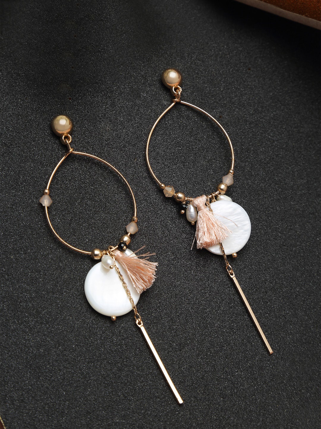 

Madame Gold-Plated & White Contemporary Hoop Earrings