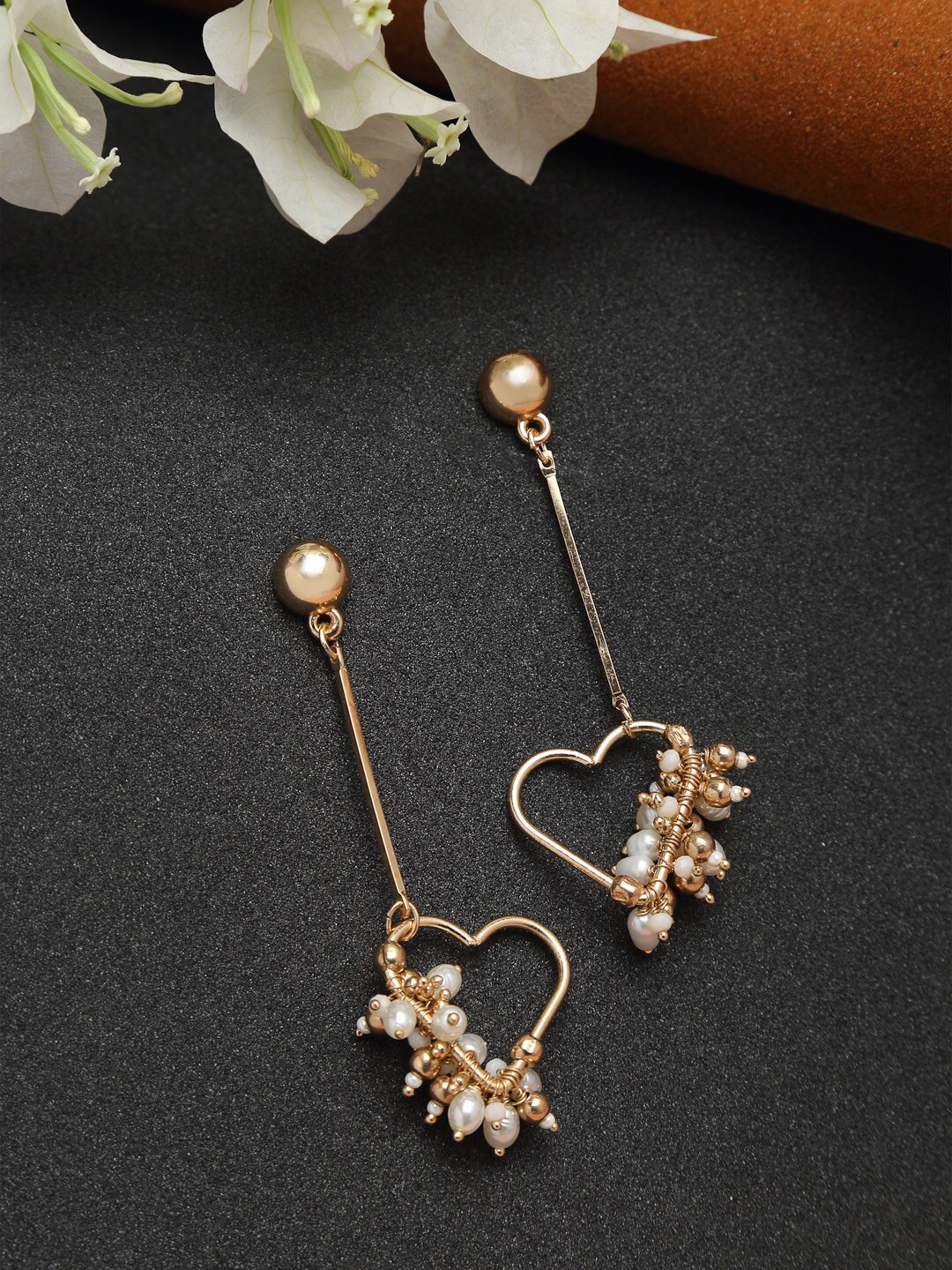 

Madame Gold-Plated White Contemporary Drop Earrings