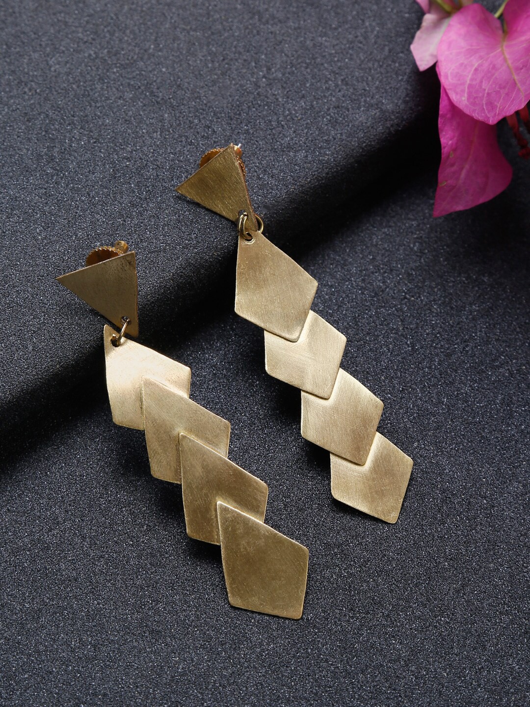 

Madame Gold-Plated Contemporary Drop Earrings
