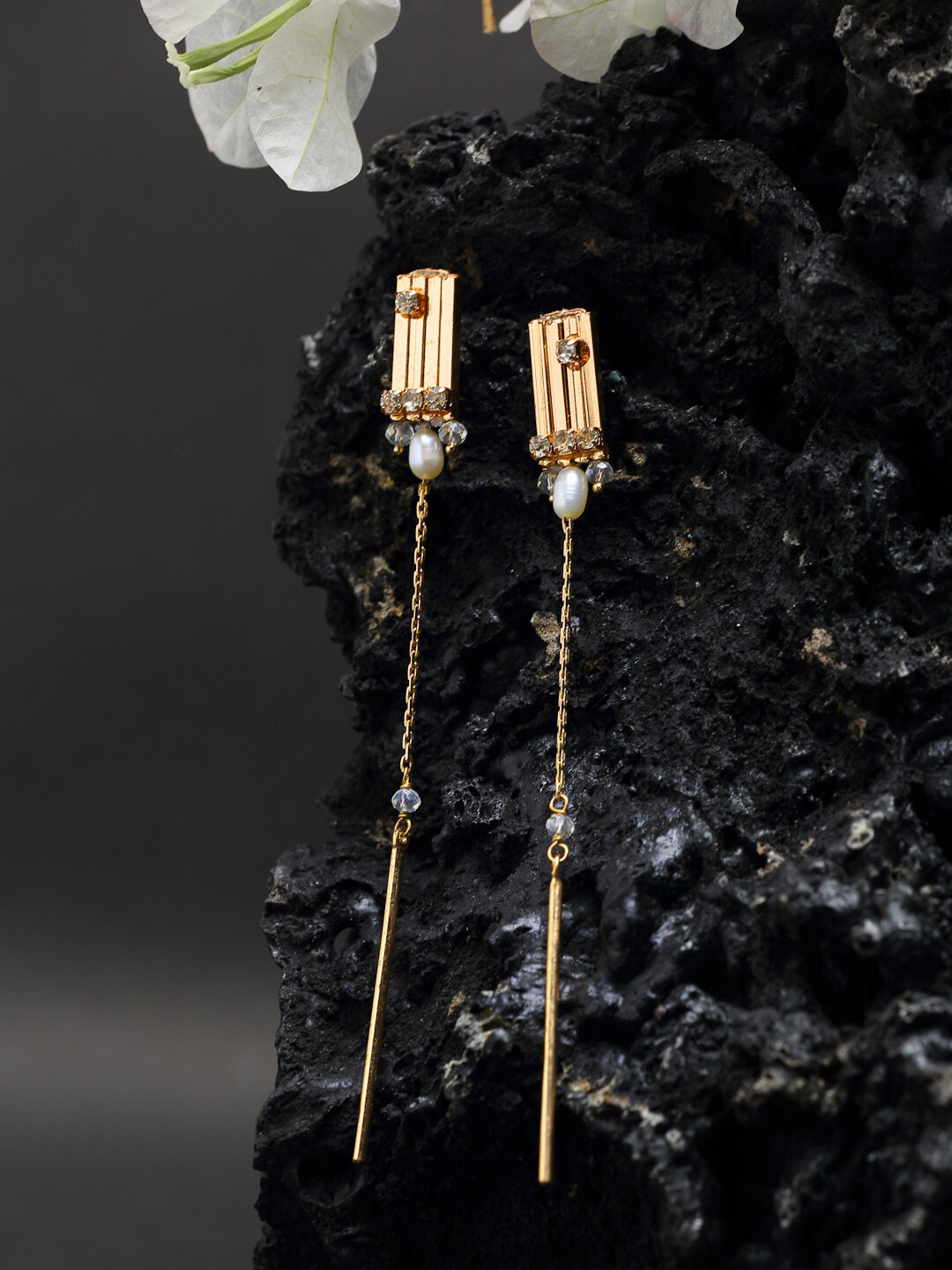 

Madame Gold-Plated Contemporary Drop Earrings