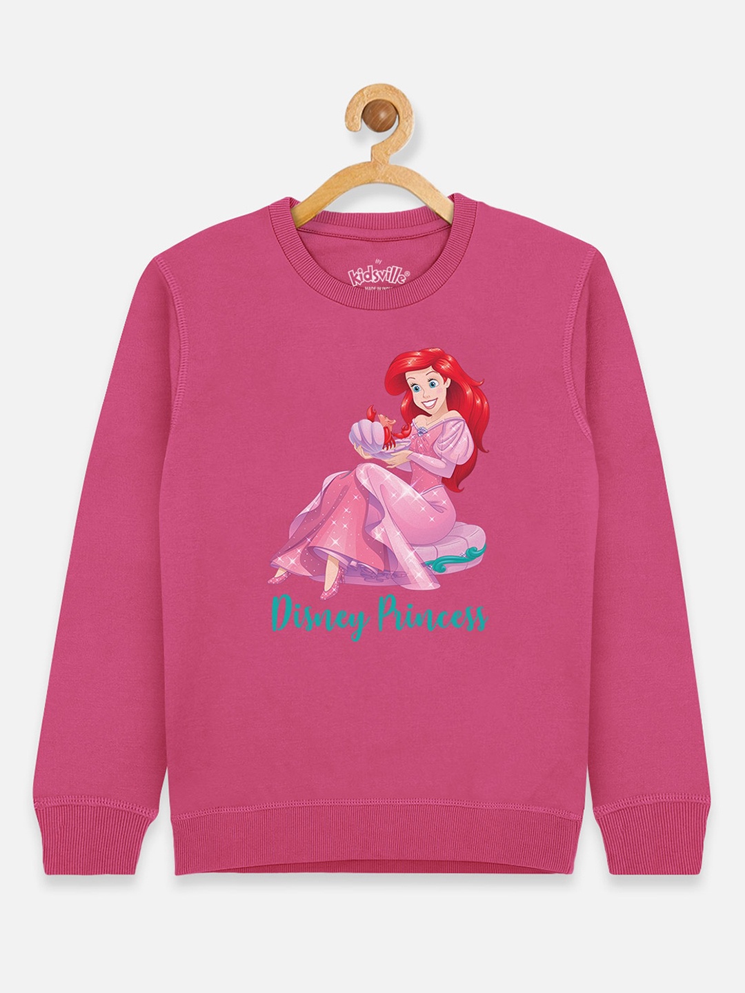 

Kids Ville Girls Pink Disney Princess Printed Sweatshirt