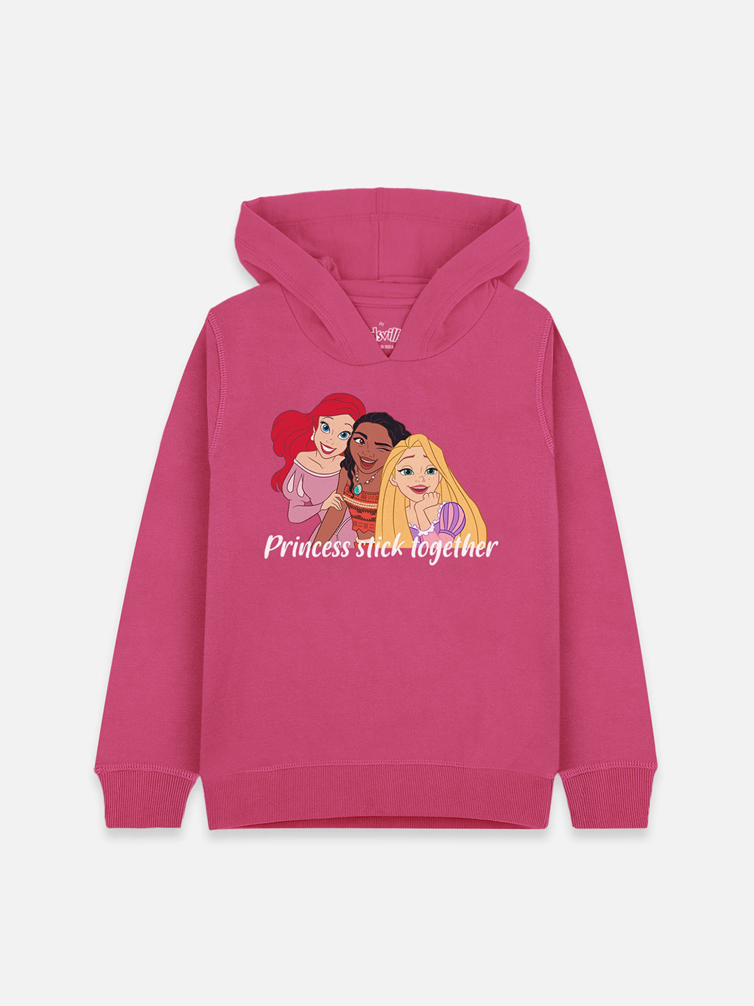 

Kids Ville Girls Pink Disney Princess Printed Hooded Sweatshirt