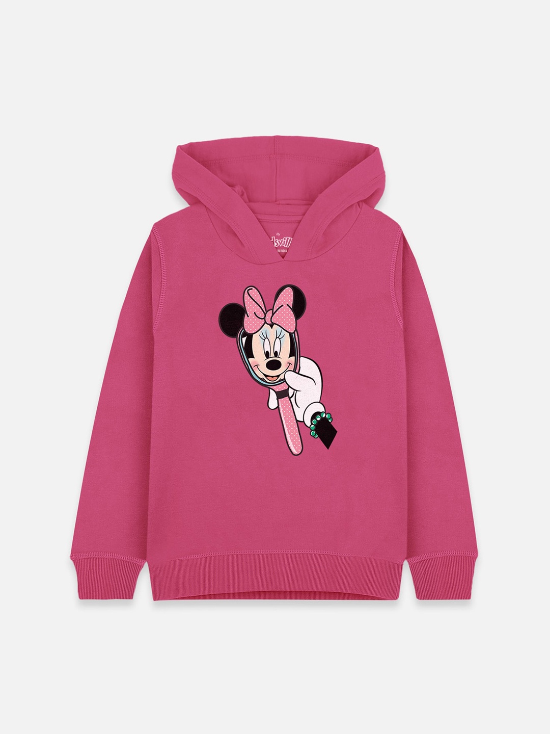 

Kids Ville Mickey & Friends Girls Pink Printed Hooded Sweatshirt