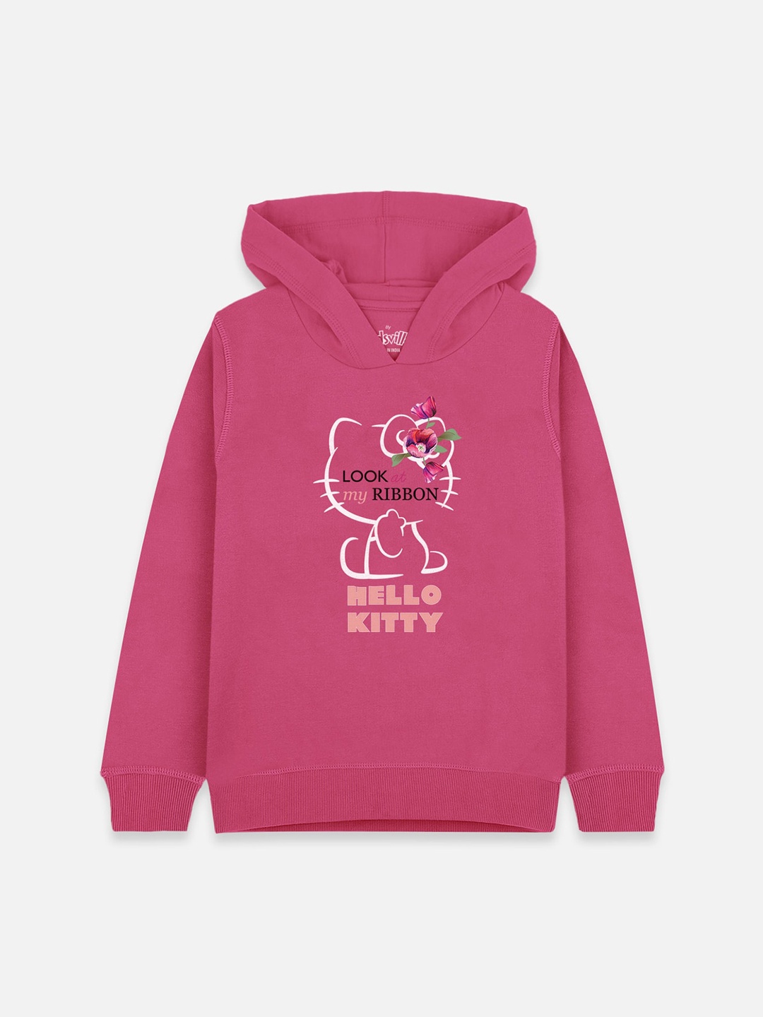 

Kids Ville Girls Pink Hello Kitty Printed Hooded Sweatshirt